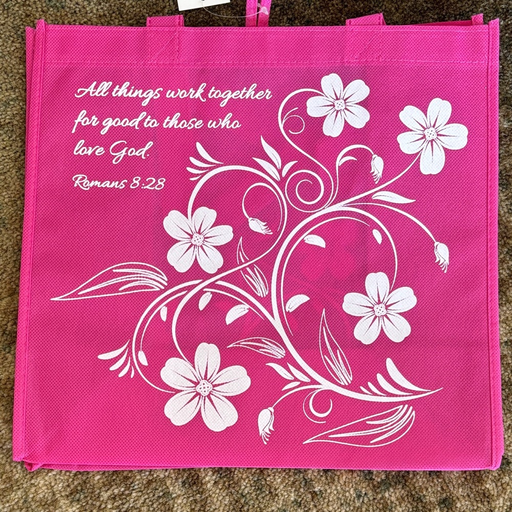 NWT 3 Inspirational Quote Tote Bags - Green, Pink, Blue - Picture 4 of 9